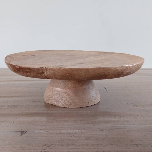 Plateau op voet mangohout dia 27,5 x 9,5 cm