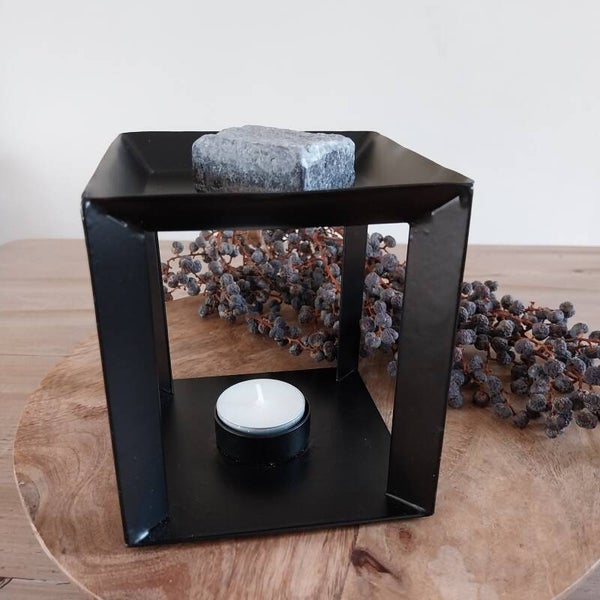 Geurbrander Cube zwart 11 x 11 x 12 cm