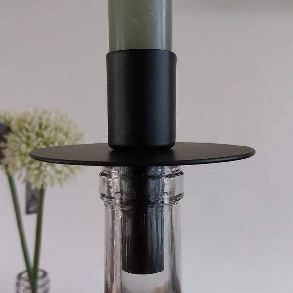 Kandelaar voor fles zwart metaal