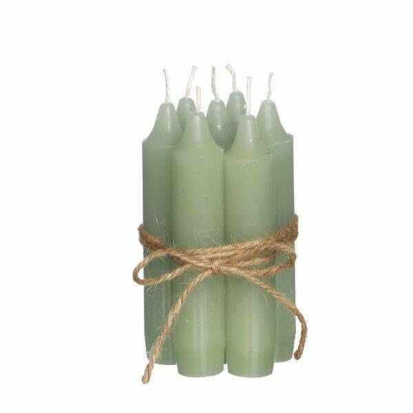 Set à 7 Dusty Green taper candle 11 cm