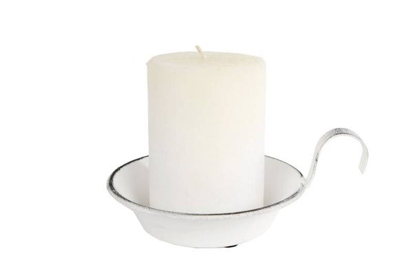 Kandelaar blaker oud wit metaal 3 x 3 x 10 cm