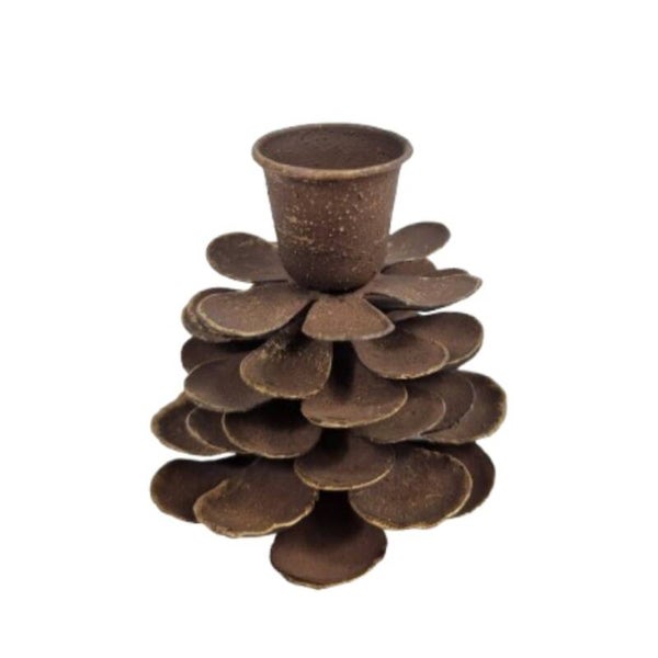 Kandelaar "Pinecone" S roest metaal 7,5 x 7,5 x 9cm