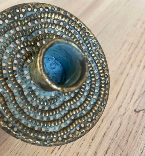 Kandelaar op pin dia 8 x 18,5 cm antiek zwart