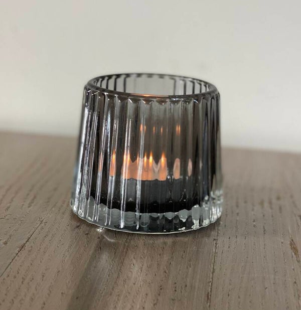 Theelichthouder Mixed Grey glas dia 8 x 7 cm grijs