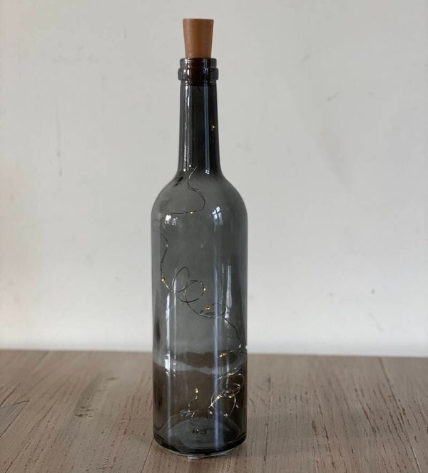 Bottle glas Mixed Grey dia 7,5 x 30 cm zwart