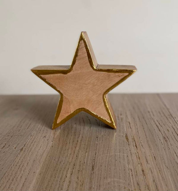 Ster mangohout 15 x 3,5 x 15 cm Natural/Gold