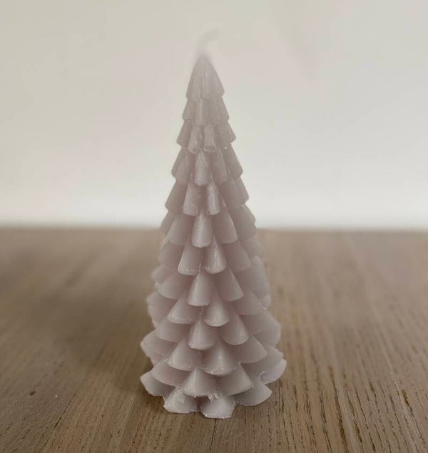 Kerstboom kaars Linnen 10 x 20 cm
