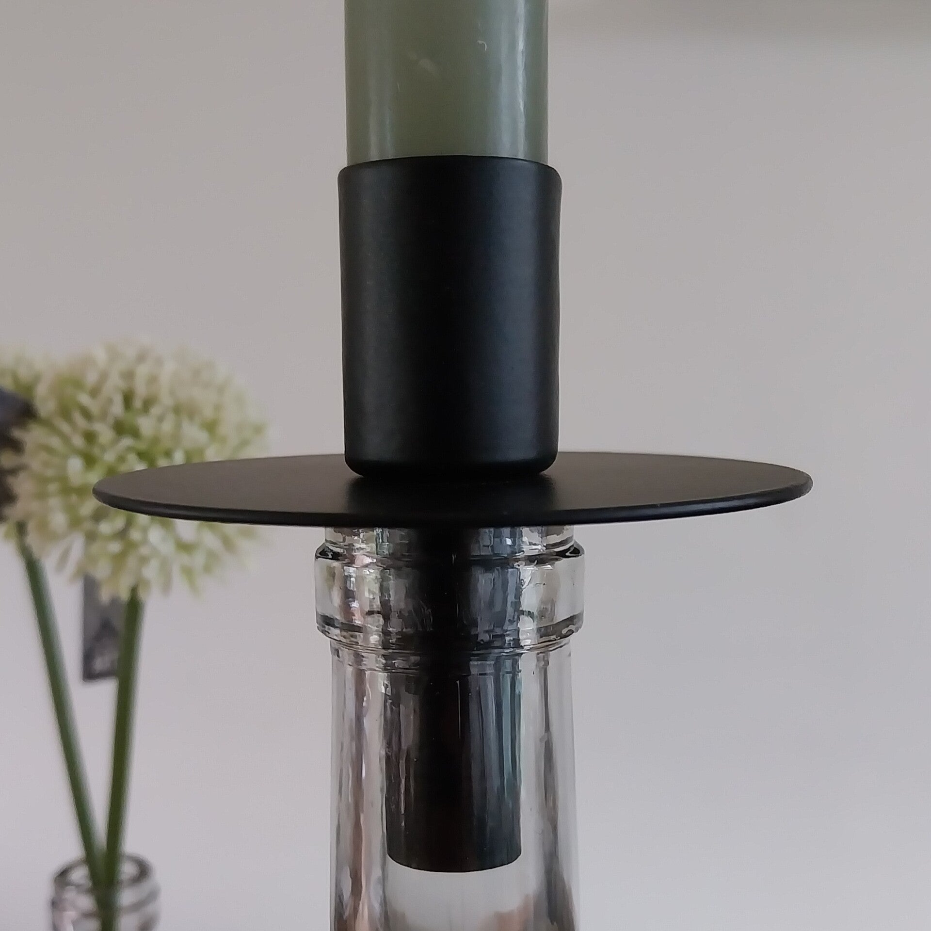 Kandelaar voor fles zwart metaal