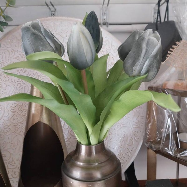 Real touch tulip Bundle 7 st black 30 cm