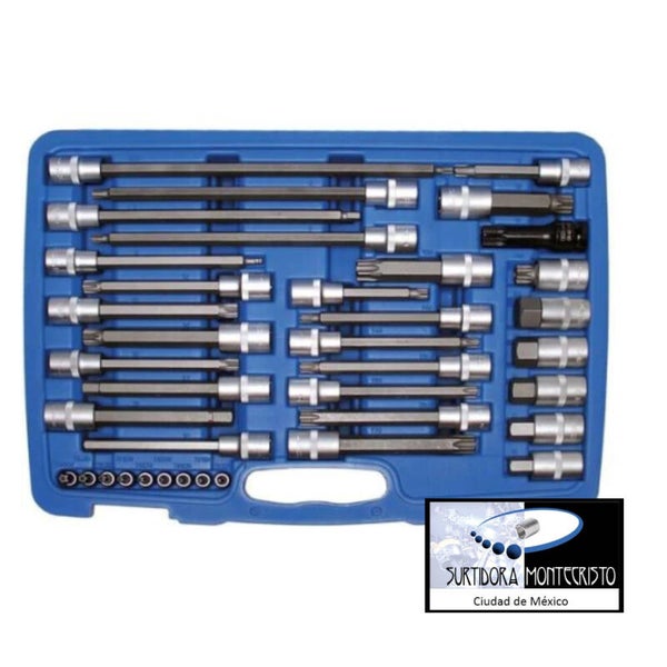 Juego de dados con punta mixta Automotriz 1/4" + 1/2" De 38 piezas