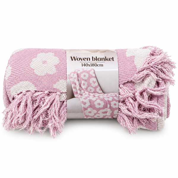 Plaid met bloemendessin - roze  - 140 x 180 cm