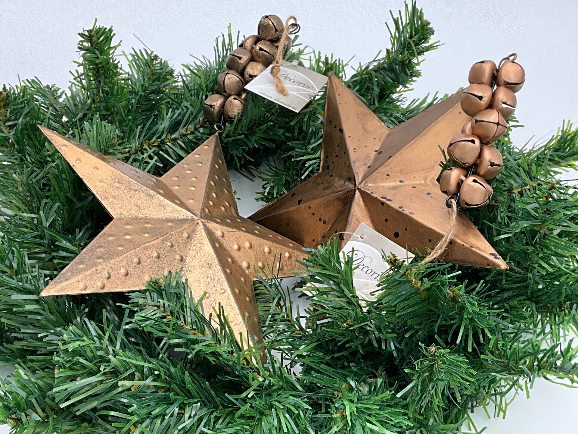 Metalen Kerststerren – Vintage Koperlook - set van 2