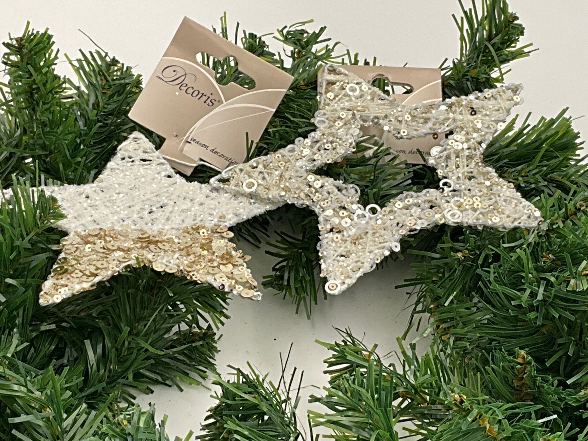 Kerststerren – Wit & Goud Pailletten - set van 2