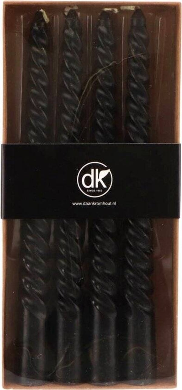 Twist kaarsen zwart 20cm