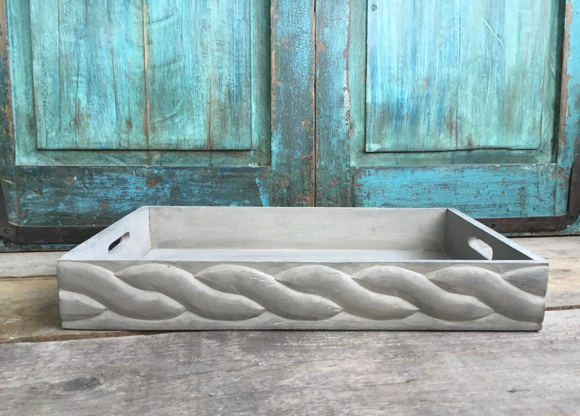 PTMD dienblad hout licht grijs rechthoek