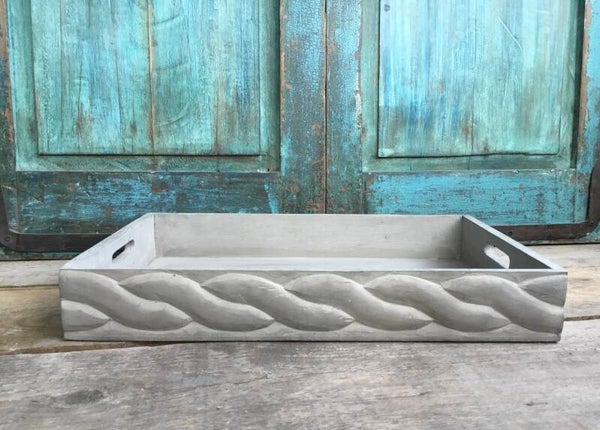 PTMD dienblad hout licht grijs rechthoek