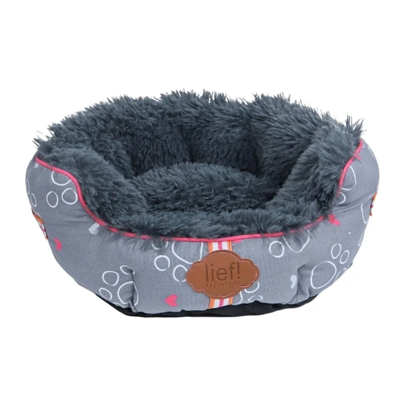 Lief! dierenmand girls grijs/roze 40 cm