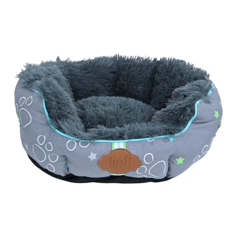 Lief! dierenmand boys grijs/blauw 40 cm