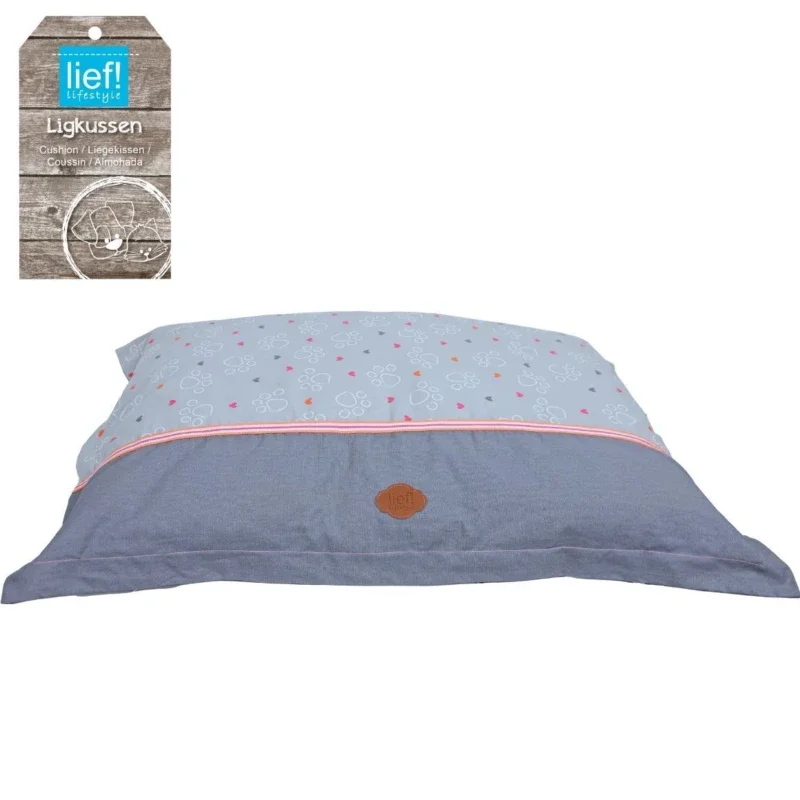 Lief! hondenkussen Volant girls grijs/roze 100 x 80 cm