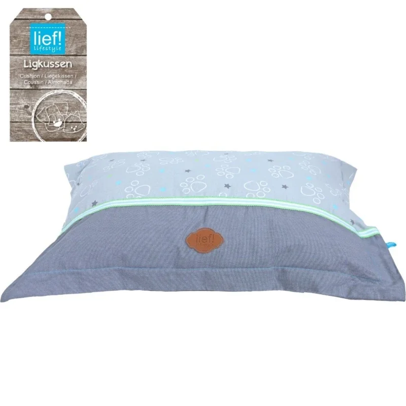 Lief! hondenkussen Volant boys grijs/blauw 120 x 90 cm