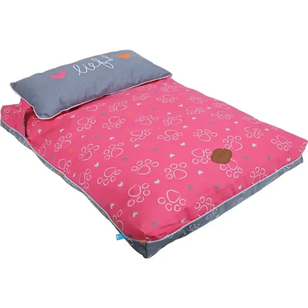 Lief! dierenkussen Comfort 2-zijdig girls grijs/roze 100 x 70 cm
