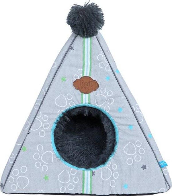 Lief! dierenmand Tipi boys grijs/blauw 50 cm