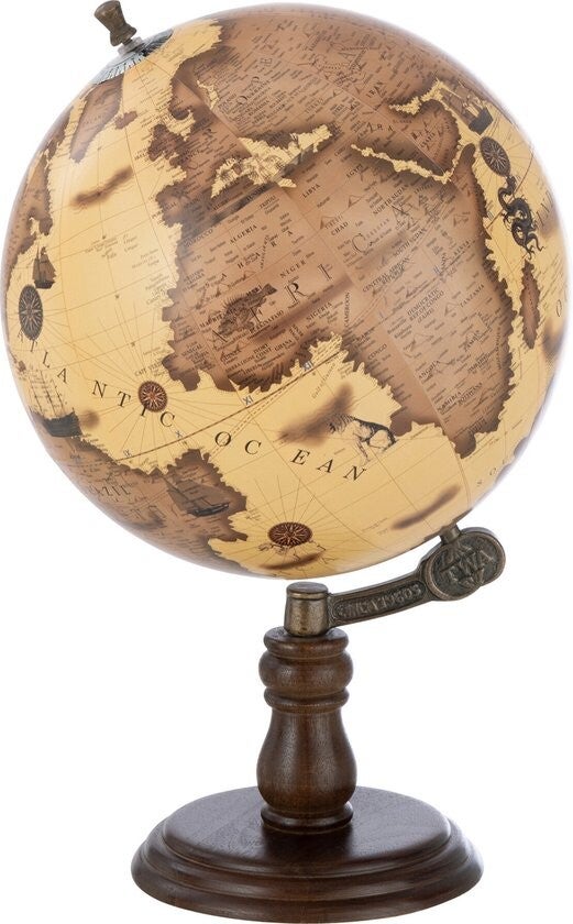 Decoratieve Wereldbol op Houten Voet Oranje/Bruin – 30 x 30 x 50 cm