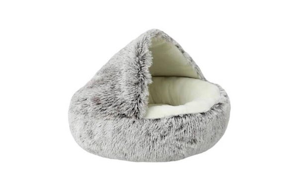 Fluffy Kattenmand met Kap - Grijs 60cm
