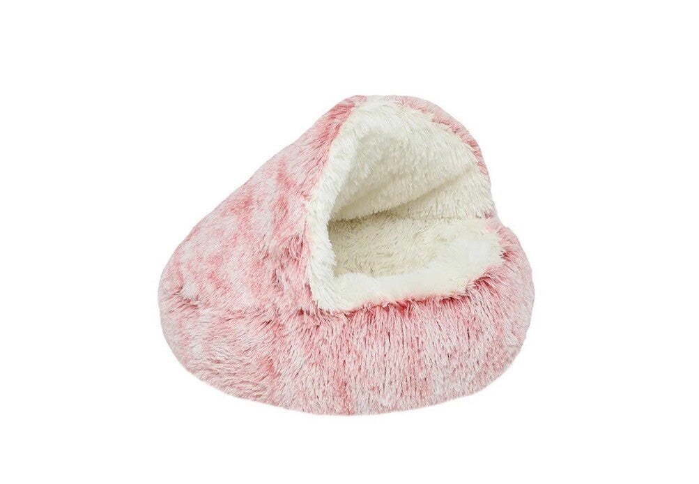 Fluffy Kattenmand met Kap - Roze 60cm