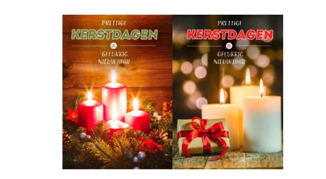 10 kerst/nieuwjaars kaarten met enveloppen
