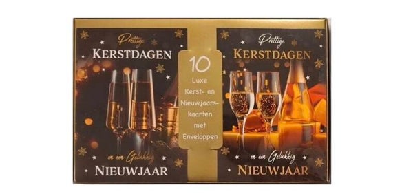 10 kerst/nieuwjaars kaarten met enveloppen