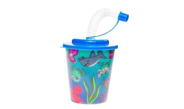 3D drinkbekers met rietje en deksel - onderwater wereld- 12 stuks