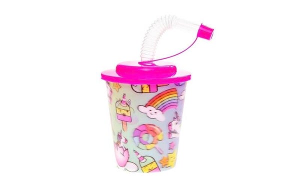 3D drinkbekers met rietje en deksel - Eenhoorn - 12 stuks