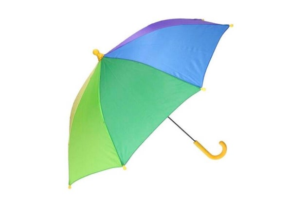 Regenboog kinderparaplu Geel handvat
