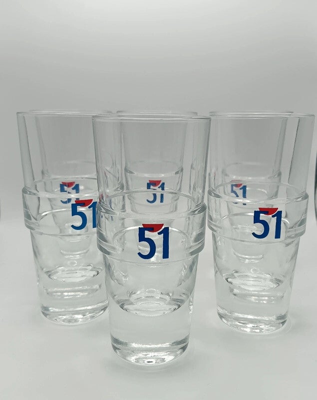 Lot de 6 verres publicitaires Pastis 51