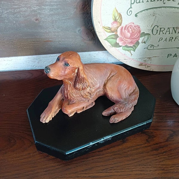 Statue chien Setter Irlandais Sandicast vintage