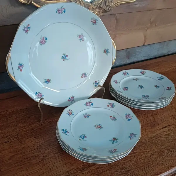 Magnifique service à dessert vintage en porcelaine