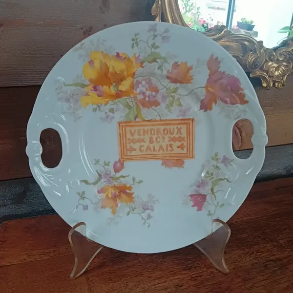 Magnifique ancien plat à gâteau publicitaire