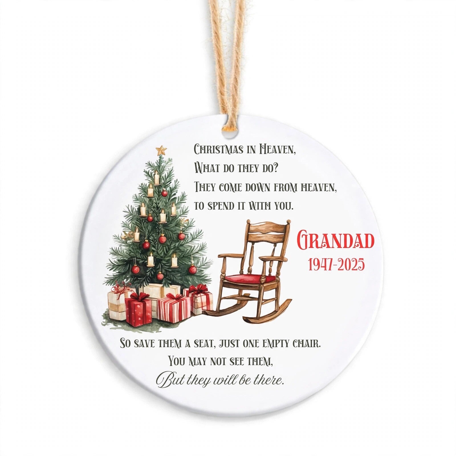 Memorial Christmas decorations, Rememberence, Family Loss.