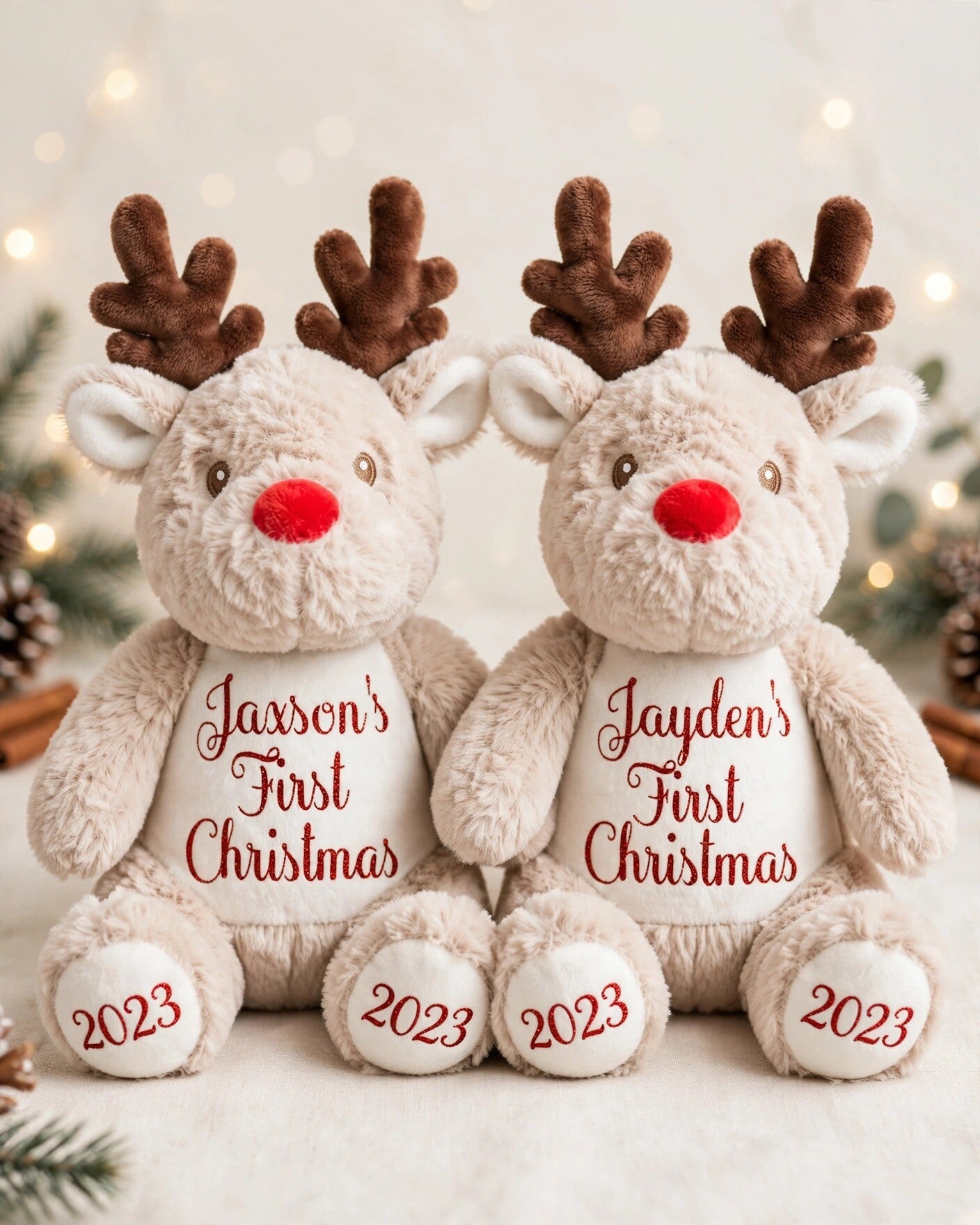 Personalised Reindeer Plush Teddy. Reindeer Teddy with name. Christmas gift.