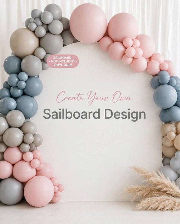 Vinyl Decor for sailboards. Ballon displays, celebration and party board vinyl decor.