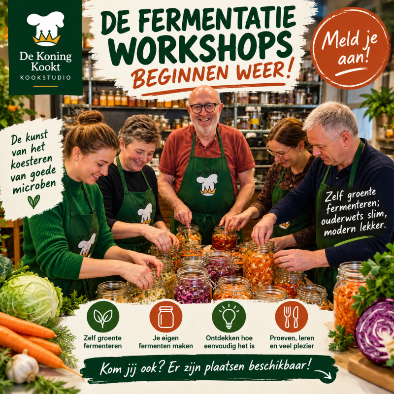 Fermentatieworkshop in Groningen bij De Koning Kookt – zelf groenten fermenteren