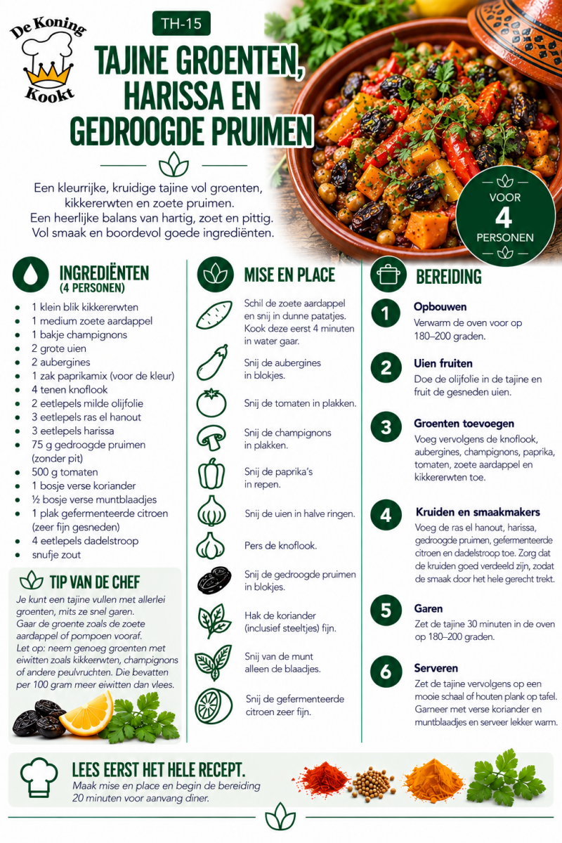 Resept tajine groente,harissa en gedroogde pruimen