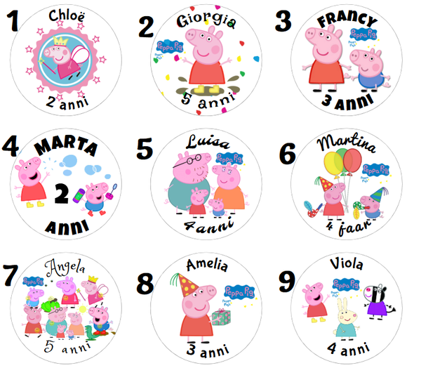 Etichetta adesiva personalizzata Peppa Pig - vedi opzioni