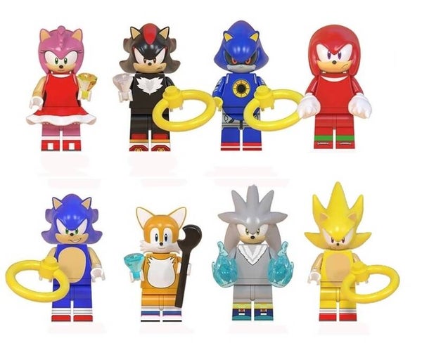 S0nic set A - 8 Minifigure di mattoncini (da costruire)