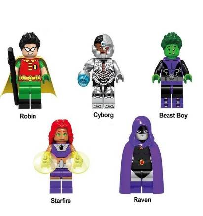 Set Teen Titans Go! - 5 Minifigure di mattoncini (da costruire)