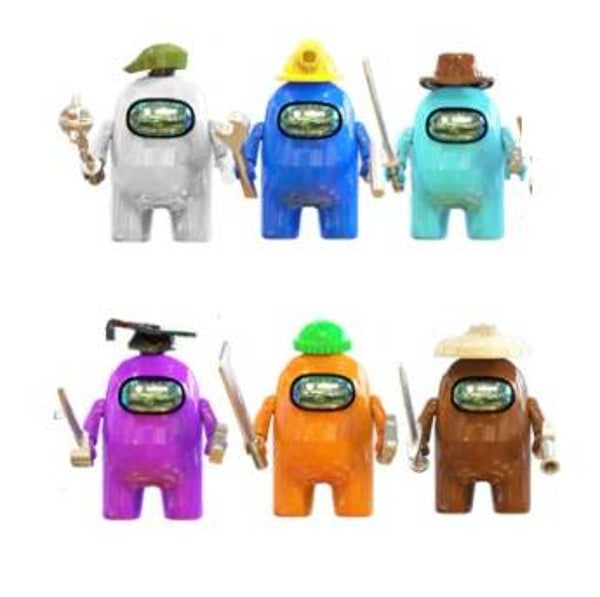 Among Us set A - 6 Minifigure di mattoncini (da costruire)