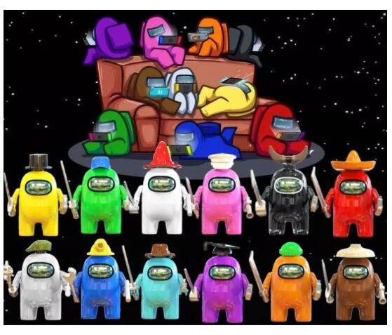 Among Us set A+B - 12 Minifigure di mattoncini (da costruire)