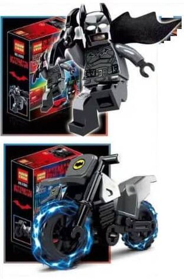 Batman con moto - Minifigura di mattoncini a scelta (da costruire)
