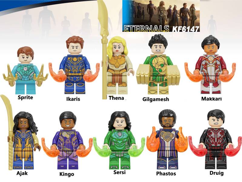Set The Eternals - 10 Minifigure di mattoncini (da costruire)